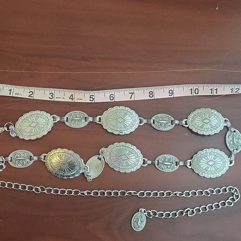 2 Pc Western Concho Belt for Woman Vintage Style Plus Cowgirl Earrings
